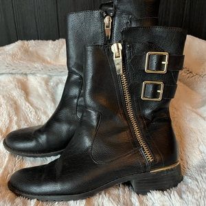 Calvin Klein black biker boots size 6.5